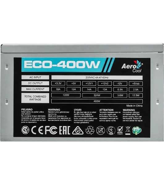 Блок питания Aerocool/Formula ECO-400W, 400Вт, 120мм, серый