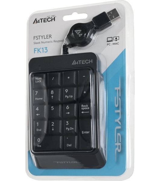 Числовой блок проводной A4Tech Fstyler FK13, USB, серый