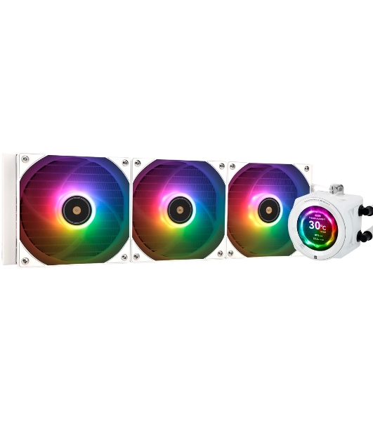 Система жидкостного охлаждения Thermalright Core Vision 360 (360mm, LED, White, ARGB/Fans: 3x120mm, 72.37CFM, 27.7dBA, 2000RPM/Pump height 66mm, Rad thickness 27mm/S: 1700, 1200, 1851, 115X, 2011, 2066, AM5, AM4)