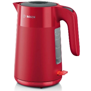 Электрочайник Bosch TWK2M164 красный, 1.7 л, 2400 Вт, скрытый нагревательный элемент