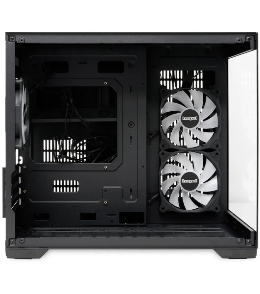 Компьютерный корпус HSPD F330, Panoramic Mini-tower, черный, TG, 0.5 SPCC, 3x120мм ARGB mATX, mITX 160/400/200мм 1x2.5', 2x3.5', 4xPCI 1xUSB-C 3.0, 2xUSB-A1.0 428x280x375мм