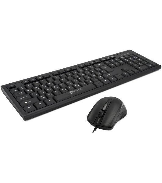 Комплект клавиатура+мышь Oklick 600M проводной, USB, 1200 DPI, чёрный