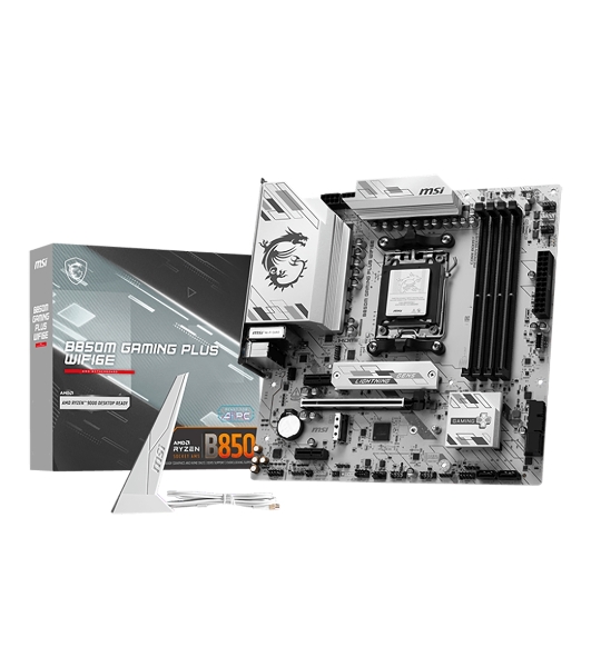 Материнская плата MSI B850M GAMING PLUS WIFI6E, AM5, AMD B850, 4xDDR5, 4xSATA, 2xM.2, 1xPCIe 4.0 x16, 2xPCIe x1, 1xDP, 1xHDMI, 1x2.5Gb LAN, Wi-Fi 6E, Bluetooth 5.3, 4xUSB-A 5Gbps, 3xUSB-A 10Gbps, 1xUSB-C 10Gbps, 3x3.5 мм, 7.1, mATX