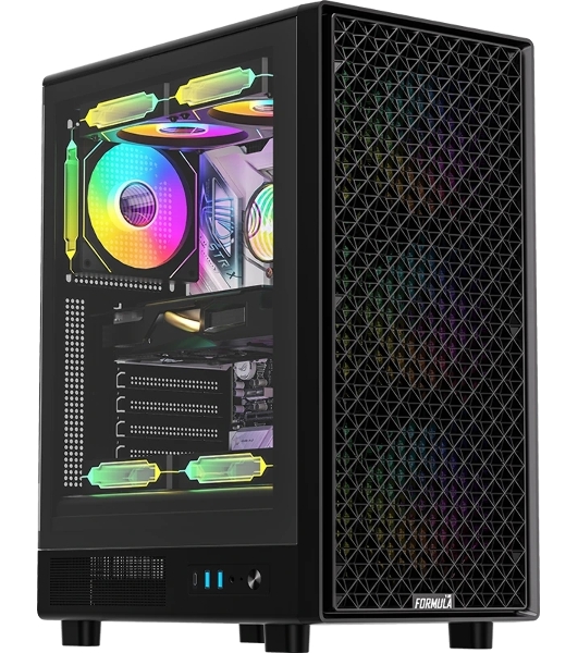Компьютерный корпус Formula V Line MANA Dynamic Black AR, ATX, TYPE-C*1, USB3.0*2, FRONT 3x120мм ARGB, REAR 1x120мм ARGB