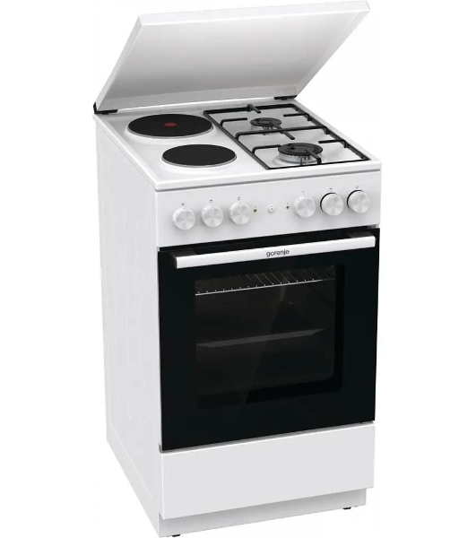Плита комбинированная Gorenje GK5A12WG белый, конфорок 2 газовых и 2 электрических, духовка 68 л, 50 см x 85 см x 59.4 см