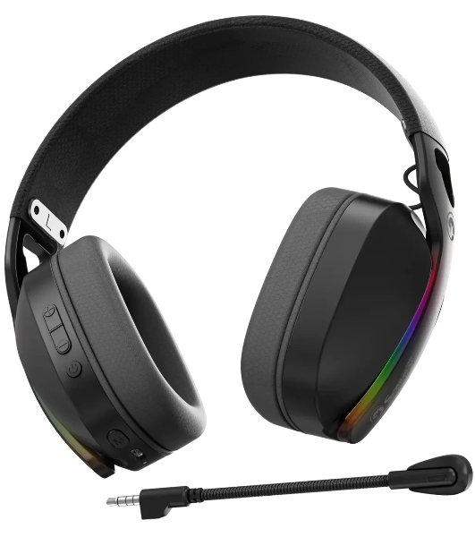 Гарнитура MARVO HG9086W Pulz 70W чёрный, беспроводная + проводная, радиоканал, до 10 ч, съёмный микрофон, подсветка, совместимость с PS5, Xbox