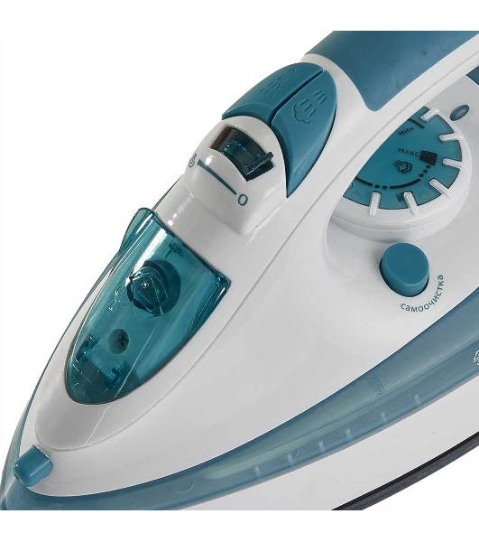 Утюг Delta LUX DL-710 белый с серо-голубым, 2400 Вт, 25 г/мин, 130 г/мин, 320 мл