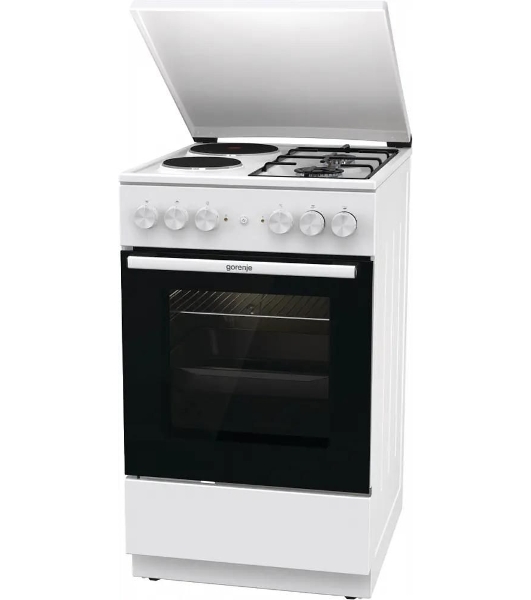 Плита комбинированная Gorenje GK5A12WG белый, конфорок 2 газовых и 2 электрических, духовка 68 л, 50 см x 85 см x 59.4 см