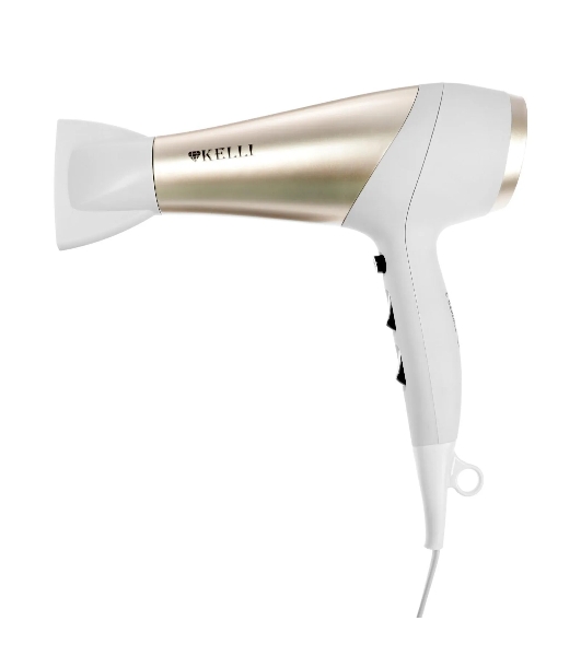 Фен Kelli KL-1125 белый/золотистый, 2400 Вт