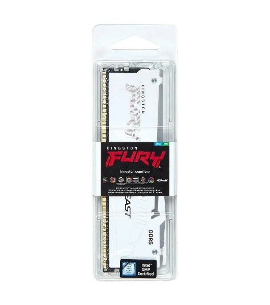Оперативная память Kingston Fury Beast, DDR5, 16Gb (1x16Gb), 6000MHz, CL36, DIMM, с радиатором, RGB, белый