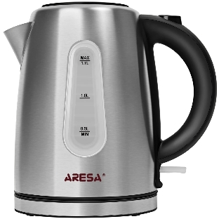 Электрочайник Aresa AR-3483 серебристый, 1.7 л, 2200 Вт, скрытый нагревательный элемент
