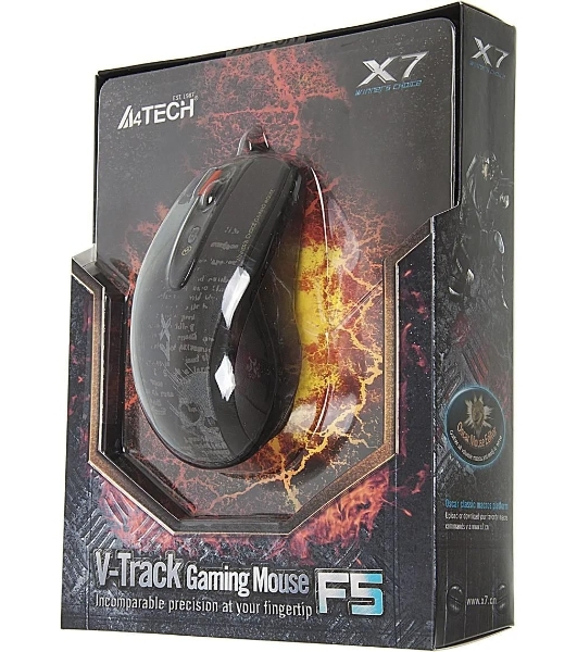 Мышь проводная A4Tech F5 черный, 3000 dpi, USB, кнопки - 7