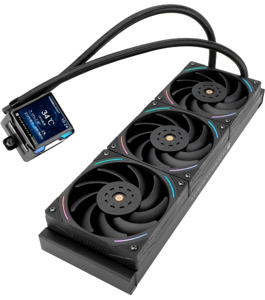 Система жидкостного охлаждения Thermalright Elite Vision 360 (360mm, LED, Black, ARGB/Fans: 3x120mm, 69CFM, 27dBA, 2150RPM/Pump height 63mm, Rad thickness 27mm/S: 1700, 1200, 1851, 115X, 2011, 2066, AM5, AM4)