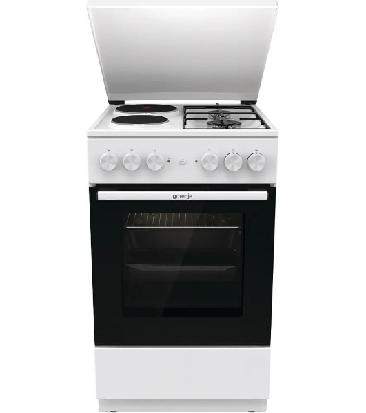 Плита комбинированная Gorenje GK5A12WG белый, конфорок 2 газовых и 2 электрических, духовка 68 л, 50 см x 85 см x 59.4 см