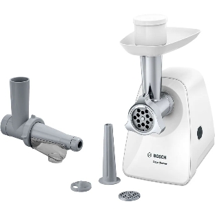 Мясорубка электрическая Bosch MFW2515W белый, 1500 Вт, 1.7 кг/мин, защита от перегрузки, насадки - 4