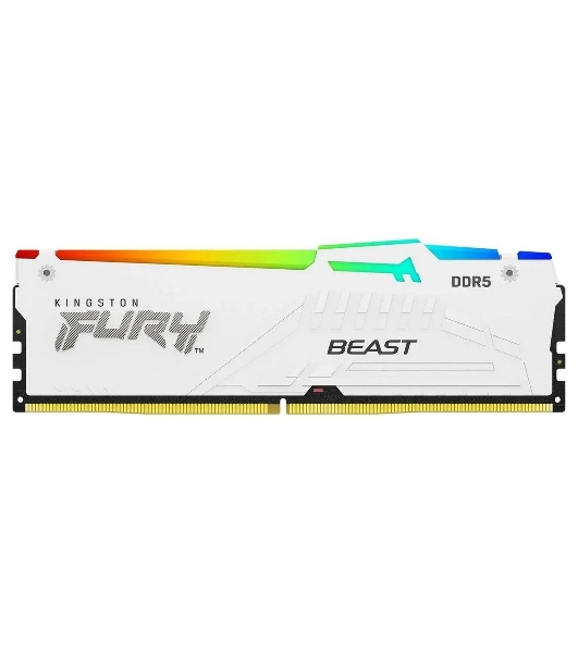 Оперативная память Kingston Fury Beast, DDR5, 16Gb (1x16Gb), 6000MHz, CL36, DIMM, с радиатором, RGB, белый