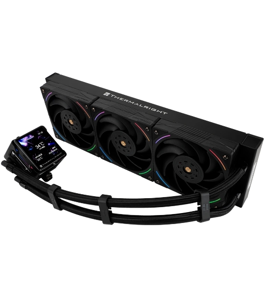 Система жидкостного охлаждения Thermalright Elite Vision 360 (360mm, LED, Black, ARGB/Fans: 3x120mm, 69CFM, 27dBA, 2150RPM/Pump height 63mm, Rad thickness 27mm/S: 1700, 1200, 1851, 115X, 2011, 2066, AM5, AM4)