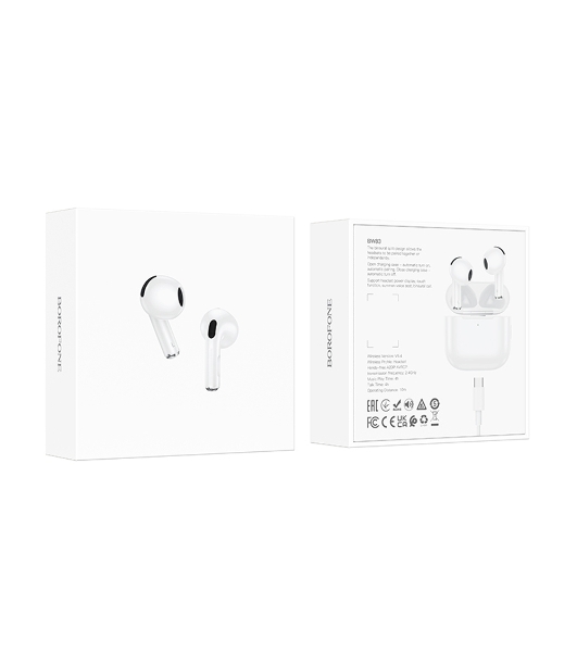 Наушники TWS Borofone BW83 белый, вкладыши, Bluetooth, до 4 ч