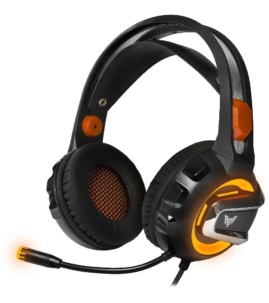 Гарнитура Crown CMGH-3003 чёрный/оранжевый, проводная, подсветка