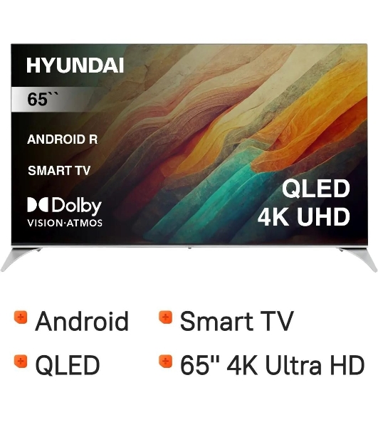 Телевизор Hyundai 65' H-LED65QBU7500 черный UHD QLED 60Hz Smart TV