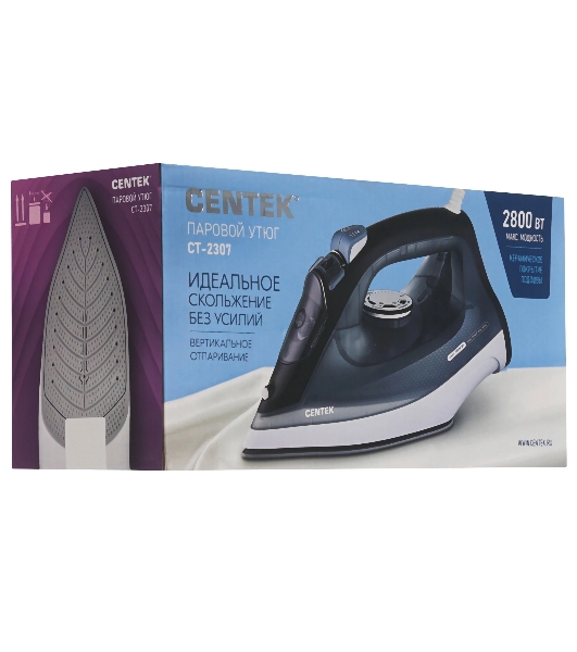 Утюг Centek CT-2307 черный/белый, 2800 Вт, 60 г/мин, 190 г/мин, 300 мл