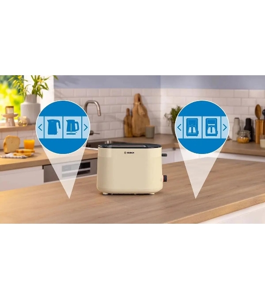 Тостер Bosch TAT2M127 бежевый, 950 Вт, 2 слота