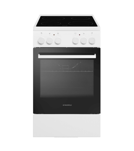 Плита электрическая Maunfeld MEC55CW07 белый, конфорок 4 шт, духовка 60 л, 50 см x 85 см x 60 см