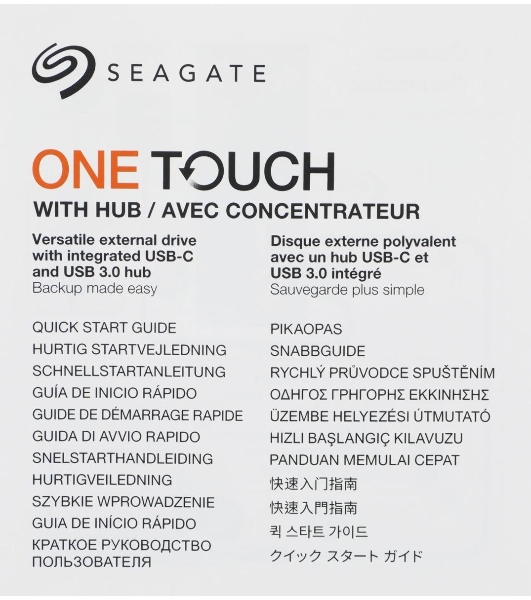 Внешний HDD 3.5' Seagate One Touch STLC16000402, 16TB, USB 3.2 Gen 1 Type-A, 5400 rpm, черный