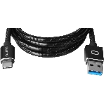 Кабель Qumo Type-С кабель, 1м, USB 3.0, 5В, 3А, 15Вт, металлическая оплетка, металлический коннектор, черный, фото 1