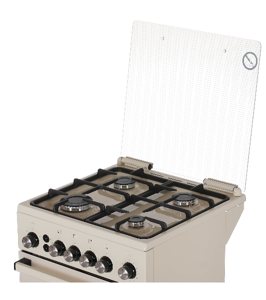 Плита газовая De Luxe 5040.40Г (КР) ЧР-013 бежевый, конфорок 4 газовых, духовка 46 л, 50 см x 85 см x 50 см