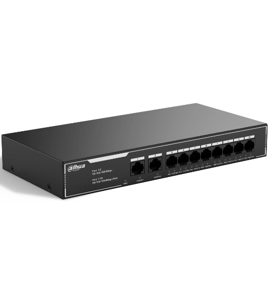 Коммутатор Dahua DH-SG1010LP, 10×1 Гбит/с, неуправляемый