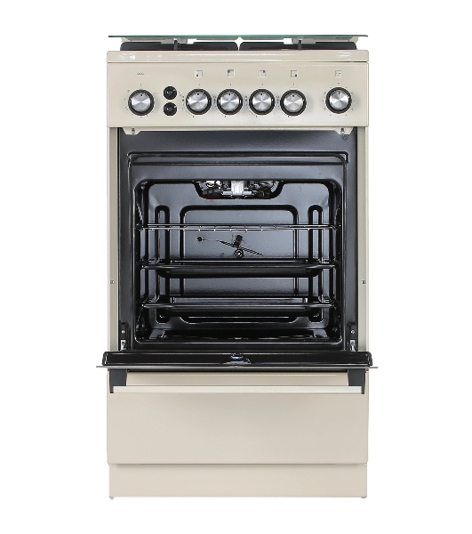 Плита газовая De Luxe 5040.40Г (КР) ЧР-013 бежевый, конфорок 4 газовых, духовка 46 л, 50 см x 85 см x 50 см