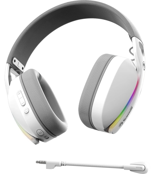 Гарнитура MARVO HG9086W Pulz 70W белый, беспроводная + проводная, радиоканал, до 10 ч, съёмный микрофон, подсветка, совместимость с PS5, Xbox