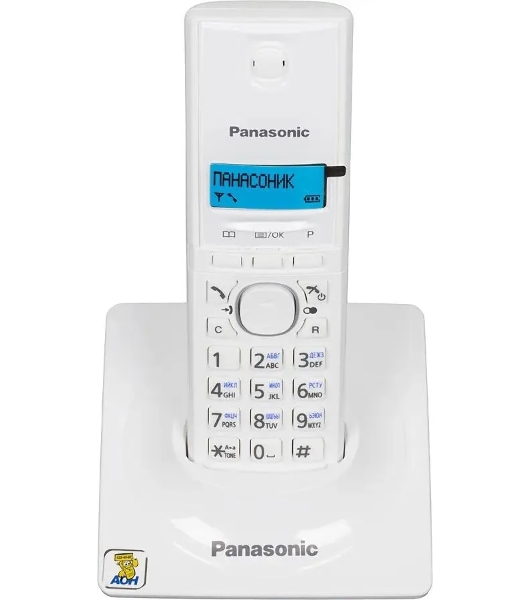 Телефон беспроводной (DECT) Panasonic KX-TG1711RUW (белый) АОН, Caller ID,12 мелодий звонка,подсветка дисплея,поиск трубки