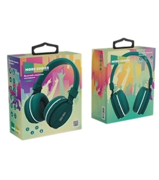 Беспроводные наушники MORE CHOICE HW15 зеленый, накладные, Bluetooth, до 6 ч