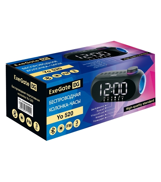 Колонка-часы ExeGate Yo 520 Bluetooth 3 Вт черный