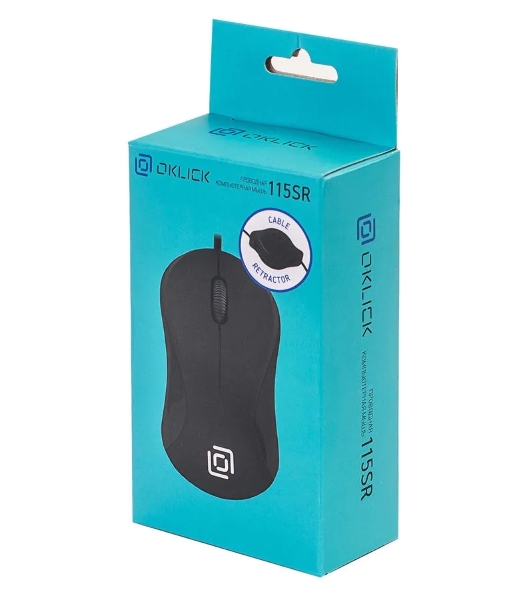 Мышь проводная Oklick 115SR черный, 1000 dpi, USB, кнопки - 3