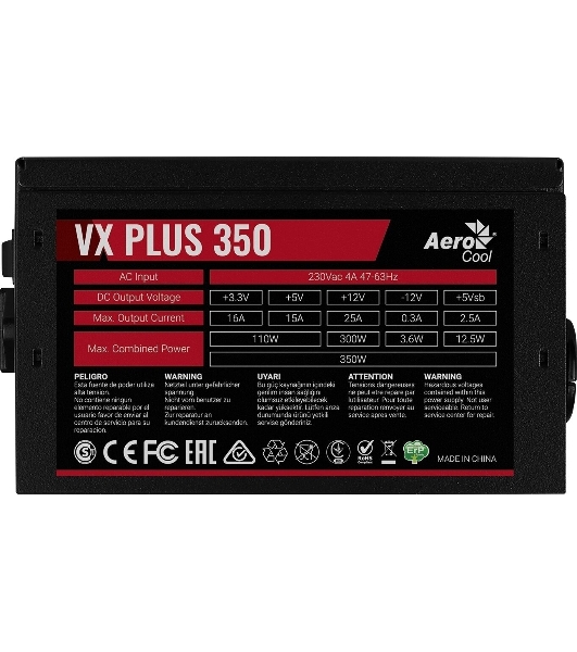 Блок питания Aerocool/Formula VX-350 PLUS, 350Вт, 120мм, черный