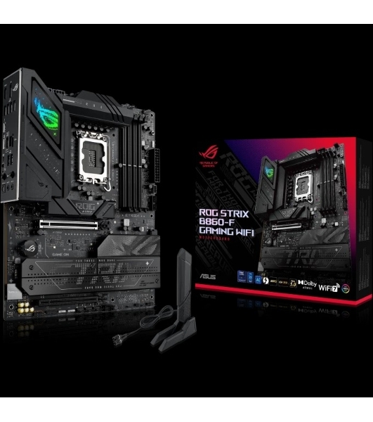 Материнская плата ASUS ROG STRIX B860-F GAMING WIFI, LGA 1851, Intel B860, 4xDDR5, 4xSATA, 4xM.2, 1xPCIe 5.0 x16, 1xPCIe 4.0 x16, 1xDP, 1xHDMI, 1x 2.5Gb LAN, 1xUSB 20Gbps, 1xUSB 10Gbps, 6xUSB-A 5Gbps, 2xUSB 2.0, 3x3.5 мм, 7.1, ATX