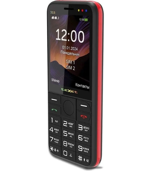 Мобильный телефон teXet TM-315 черный-красный
