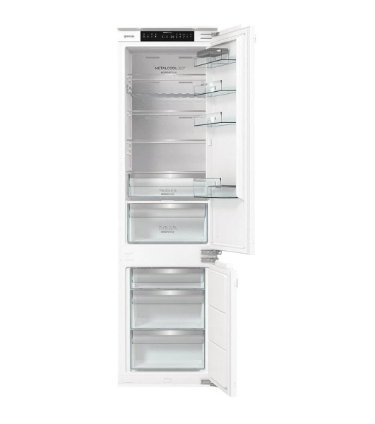 Встраиваемый холодильник Gorenje NRKI519E82WF, 193 см, электронное управление, цифровой дисплей, Wi-Fi, NoFrost Dual, Multiflow 360, контейнер CrispZone с контролем влажности, функция ConvertActive, AdaptTech, MultiAdjust, жесткое крепление, инверторный компрессор, уровень шума 35 дБ