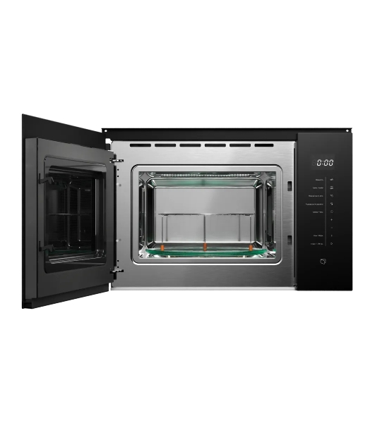 Встраиваемая микроволновая печь Kuppersberg HMW 651 B, High-Tech, 25 л, мощность 900 Вт, кварцевый гриль, поворотный стол, 5 уровней мощности, 8 автоматических программ, размораживание, сенсорное управление, дисплей, черный