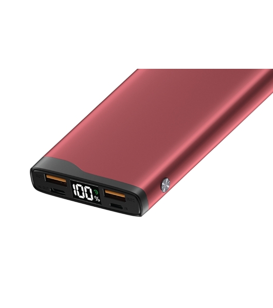 Портативный аккумулятор OLMIO QL-10, 10000mAh, 22.5W, QuickCharge3.0/PowerDelivery, LCD, красный,