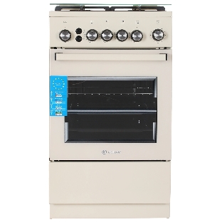 Плита газовая De Luxe 5040.40Г (КР) ЧР-013 бежевый, конфорок 4 газовых, духовка 46 л, 50 см x 85 см x 50 см