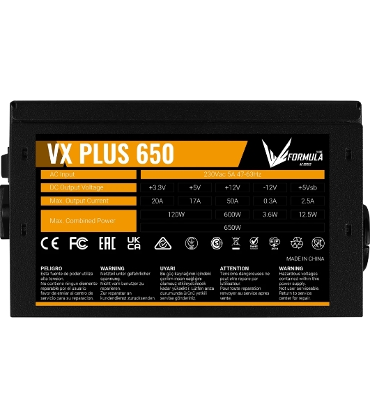 Блок питания Aerocool/Formula VX-650 PLUS, 650Вт, 120мм, черный