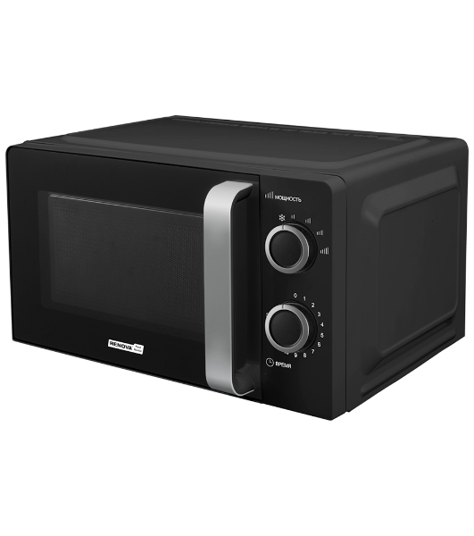 Микроволновая печь Renova MMS-20B1 черный, 20 л, 700 Вт, переключатели - поворотный механизм