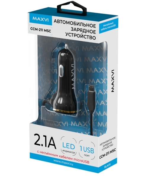 Автомобильное зарядное устройство Maxvi CCM-211MSC 2.1A