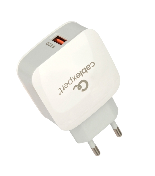 Сетевое зарядное устройство Cablexpert MP3A-PC-40, 18Вт, 3А, быстрая зарядка QC3.0, 1 порт USB, белый, пакет