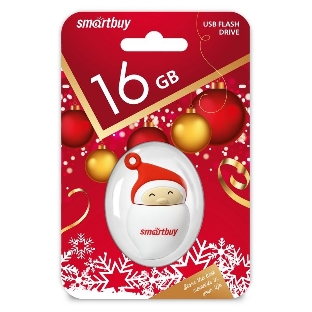 Флешка USB SmartBuy NY series Santa-A (SB16GBSantaA), 16Gb, USB 2.0, R/W 25/15, красный/белый