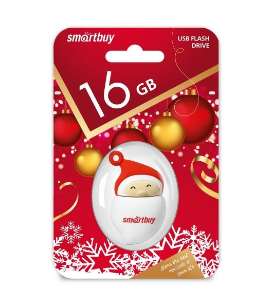 Флешка USB SmartBuy NY series Santa-A (SB16GBSantaA), 16Gb, USB 2.0, R/W 25/15, красный/белый